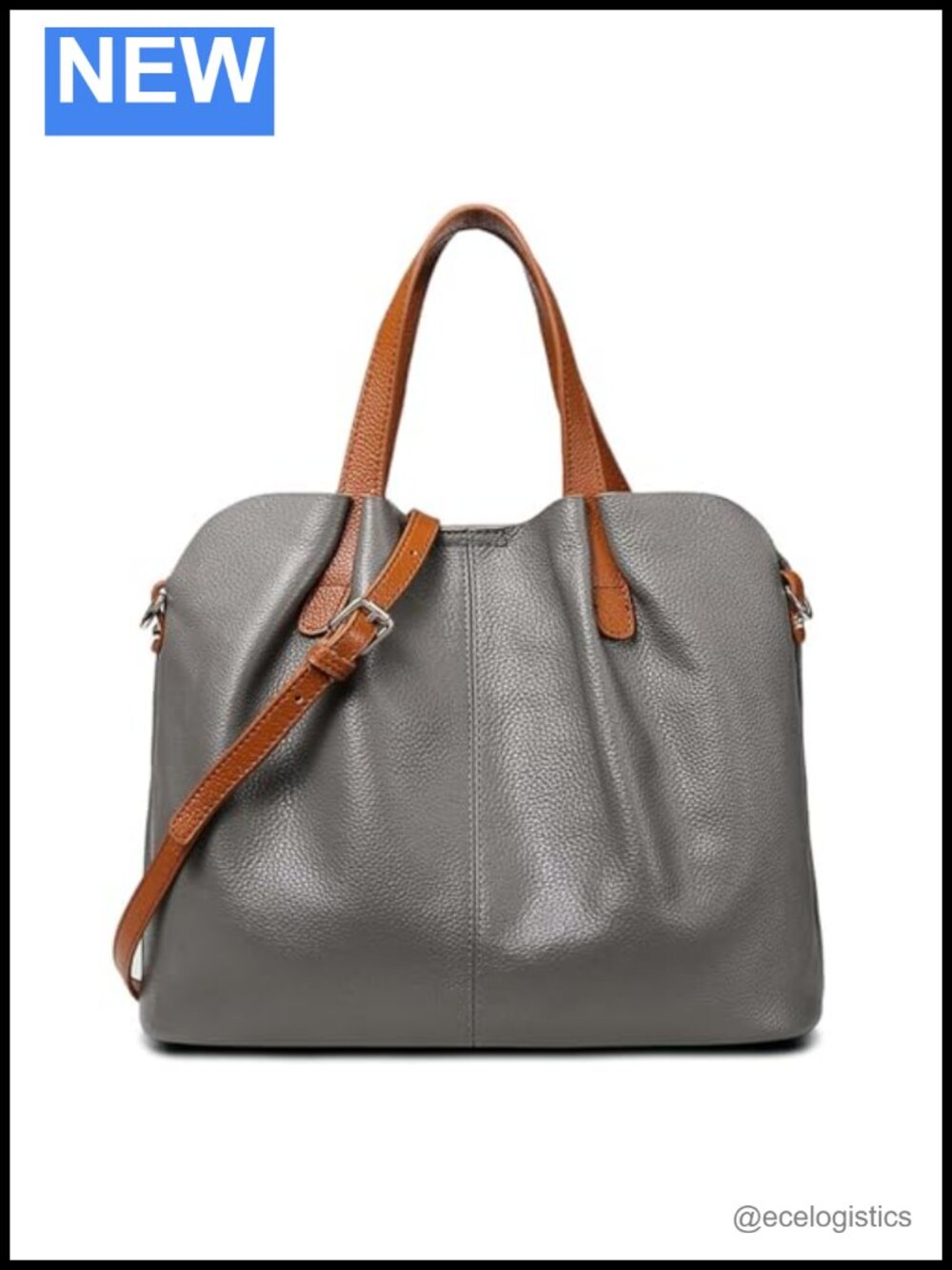 Genuine Leather Satchel Tote for Women with Detachable Pouch, Adjustable Strap